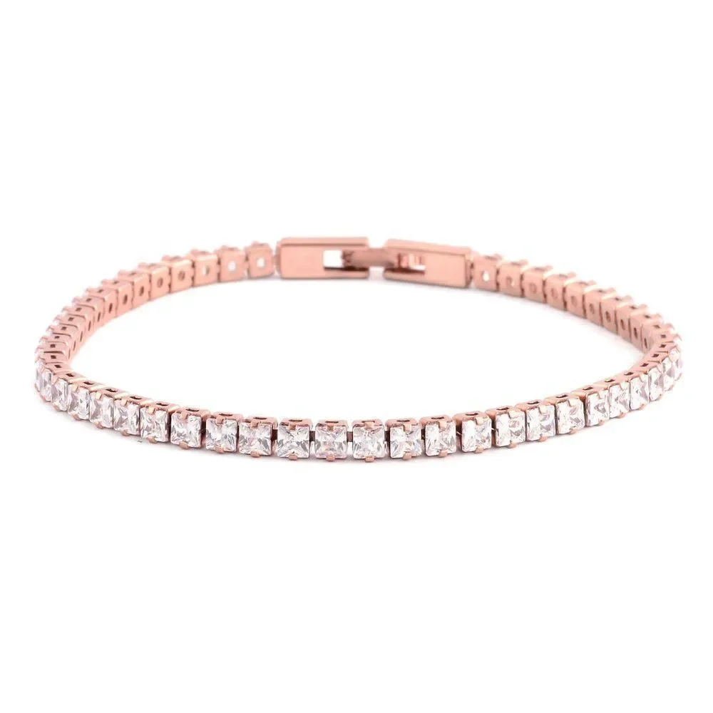 Simulated Diamond Rosetone Tennis Bracelet (7.75 In) TGW 15.60 cts.